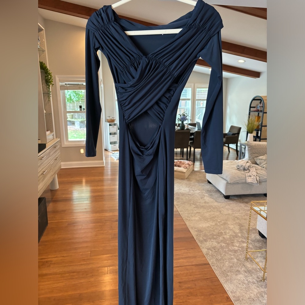 Beautiful blue long sleeve dress- Zara. Softest material!!